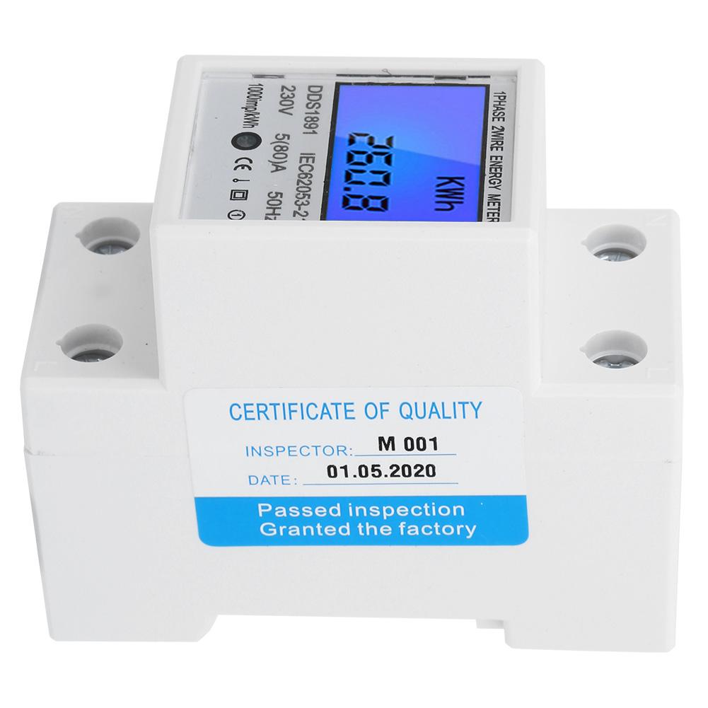 Jednofázový elektroměr na DIN lištu 2P Velký displej Multifunkční Podsvícený Elektrický DDS1891