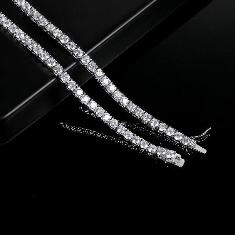 Collier Tennis Homme Haut de Gamme 4mm 5mm Zircon - Luxueux Accessoire Bijou Accentué de Diamants