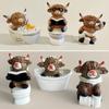 1/3Pcs Bathroom Highland Cow Figurine Bathing Reading Book Toilet Paper Highland Cattle Resin Statue Sculpture Decoration Ornament Calf Lovers Gifts