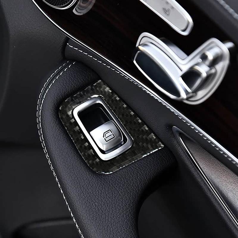 For Mercedes Benz C Class W205 GLC X253 LHD Car Door Armrest Glass Lift Panel Frame Decoration Sticker Trim Interior Accessories