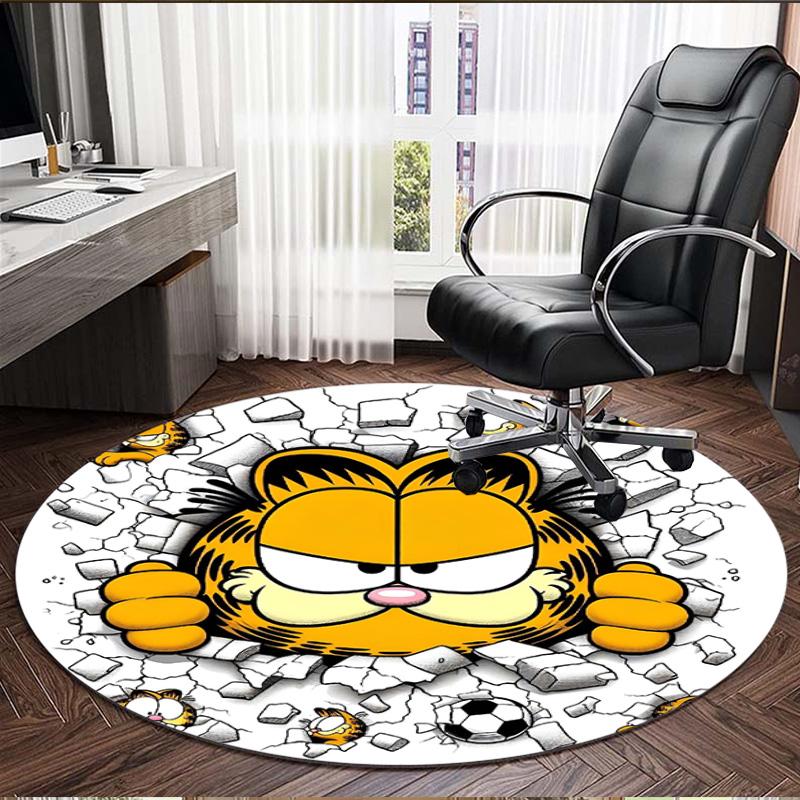 Garfield Print Round Rug, Washable Floor Carpet, For Entryway Dorm Laundry Room Office Study, Home Decor Birthday Christmas Gift
