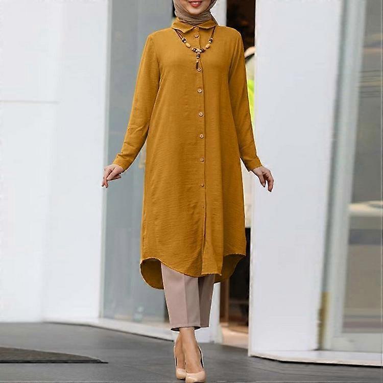 Spring and Autumn Women's Dress Plus Size Lapel Casual Button Long Sleeve Shirt Dresses