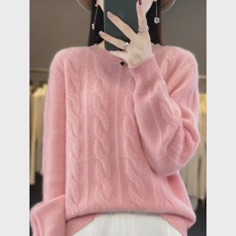 Women's Autumn/Winter 2024 Loose Knit Round Neck Sweater - Korean Style Fashion Top