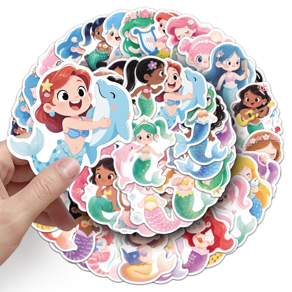 50cs Fairy Tales Mermaid Cartoon Stickers Waterproof Vinyl Graffiti Decals For Laptop Phone Guitar Luggage Bike Diy Decoration