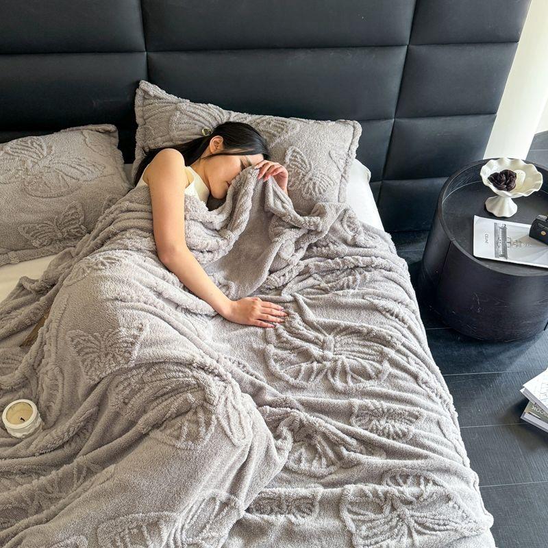 Home Textile Plush Blanket Thickened Jacquard Soft Coral Blankets Office Napping Air Conditioning Blanket Bedsheet Bed Quilt