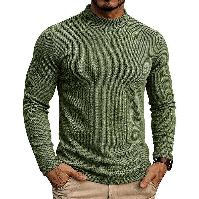 Men's Thermal Mock Neck Knit Sweater Casual Ribbed Pullover Tops for Fall Winter Daily Wear Streetwear Slim Fit Knitwear