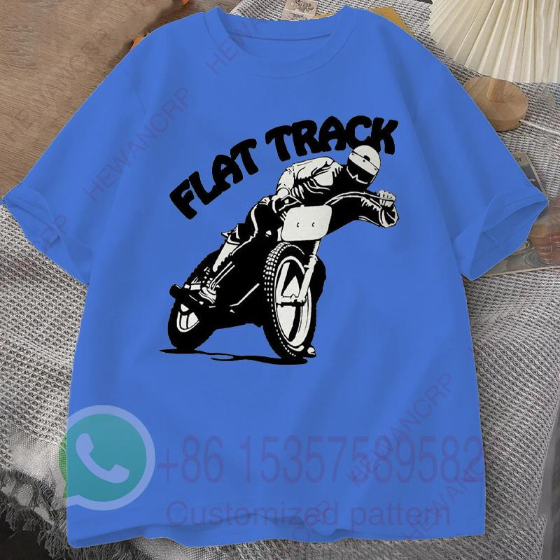 Flat Track Motorcycle Racing Tshirt Mens Tracksuit Cotton Casual Sportswear Crew Neck Pullover Short Sleeve Summer Streetwear