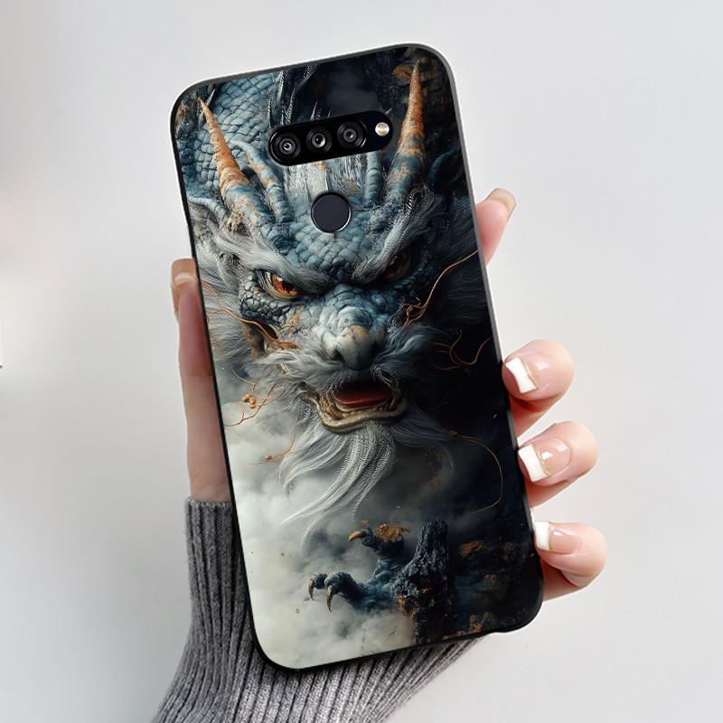 Soft Shockproof Phone Case For LG K50S Bumper Silicone Black Case New Design Viral Pattern Koi Shell Cute Colorful Cover