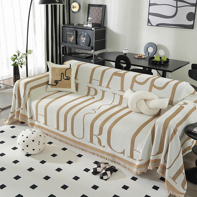 Chenille Sofa Throw Blanket Ins Style Sofa Cover with Tassel Four Season Couch Towel All-all-inclusive Dust Covers Blanekets