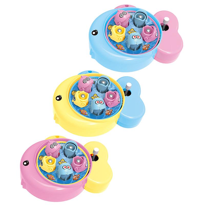 Portable Board Game Mini Fishing Toy Clock Work Power Realistic Fish Rod Interactive Toy For Kids Toddler Children Gift