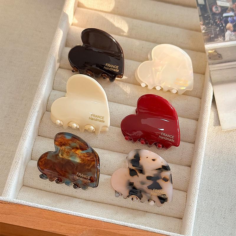 Cute 3.5cm Small Size Hair Claw for Girls Acetate Hair Crabs Heart Shaped Hairclips for Female Hairprins Hair Accessories