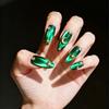 Almond Shape False Nail Glossy Emerald Green ABS Stick On Nail Easy Application For Wedding Work Event