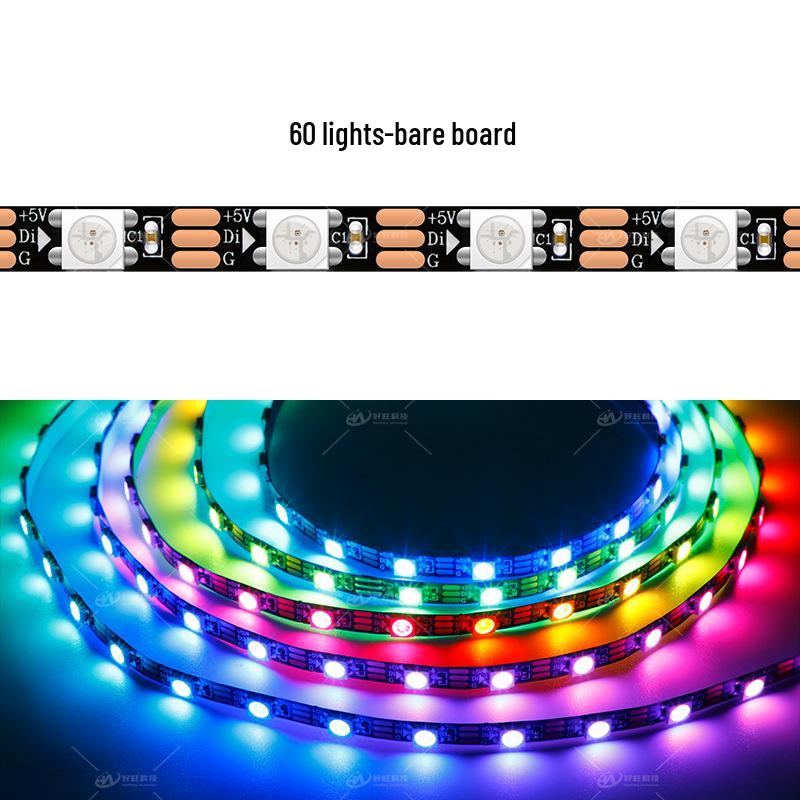 

WS2812B 5mm Flexible Dream Color LED Strip, 5050 Chip, Built-in IC, 5V Single Control. 5mm Narrow - 60 Segments 60 LEDs - 5V