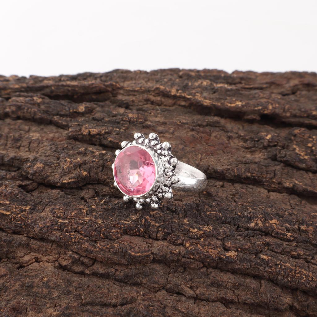 Pink Tourmaline Jewelry, 925 Solid Sterling Silver Gemstone Ring, Handmade Meditation Ring Jewelry, For Memorial Day