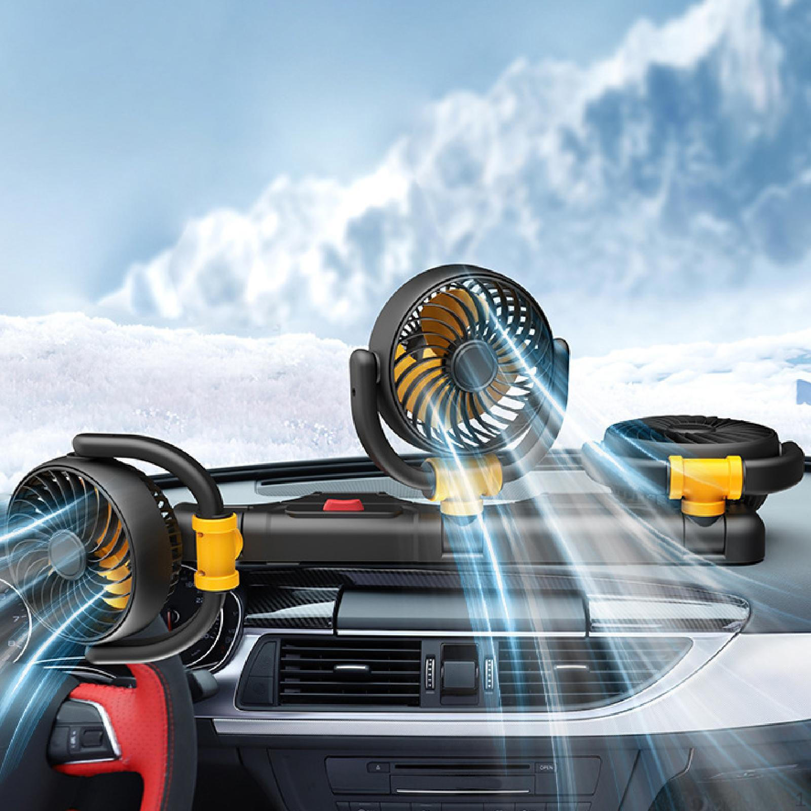 

Автомобильный 3-головочный складной вентилятор, насадки, регулируемые, гибкие, вращающиеся Yellow 12V