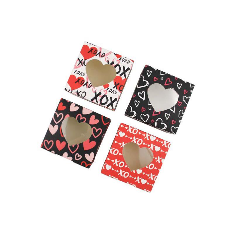 WTEMPO Foldable DIY Valentine's Day Heart-shaped Design Clear Window Gift Boxes Festive Party Mini Gifts Universal Packaging Paper Boxes