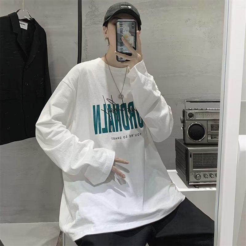 Männer Langarm T-Shirts Brief Grafik Druck Mode marke tees für männer Männer Kleidung Casual Tee Mann Sommer Koreanische Retro