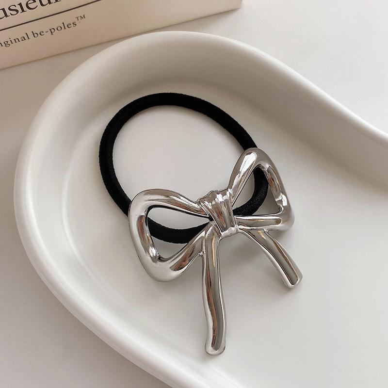 Bowknot Hairpin Gold Color Metal Hollow Barrettes Chic Hair Accessories Back Clip Jewelry Gift Ponytail Hair Rope