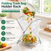 Foldable Garbage Bag Holder Freestanding Trash Bag Holder  for Kitchen Counter Office Desktop