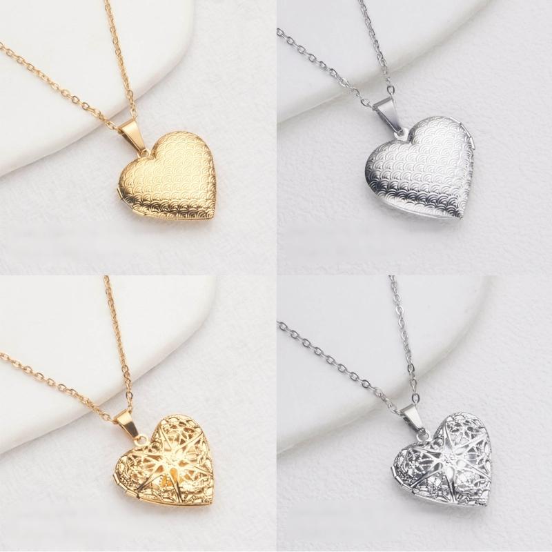 Edelstahl Halskette Herzförmiges Medaillon Anhänger Halskette Einzigartiger Stil Schlüsselbeinkette Accessoire für Anlässe