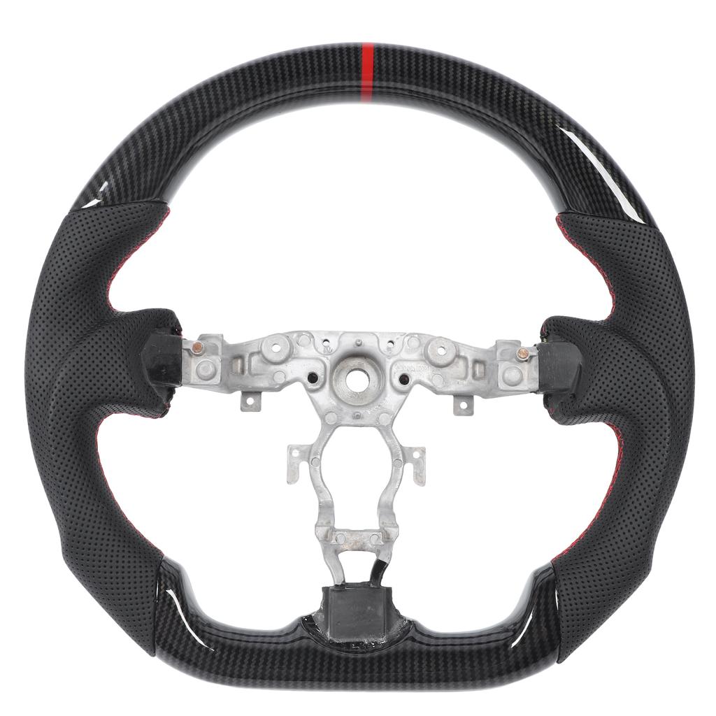 Hydro Dip Steering Wheel Carbon Fiber Look Flat Bottom Perforated Leather Hand Grips for 370z 2009 to 2020