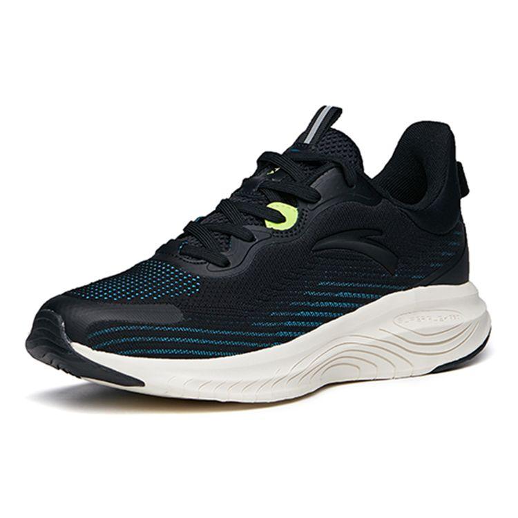 Anta Mesh Athletic Shock Absorbing Non-Slip Durable Breathable Low-Top Running Shoes Men Sneaker Black Blue 112135558S-1