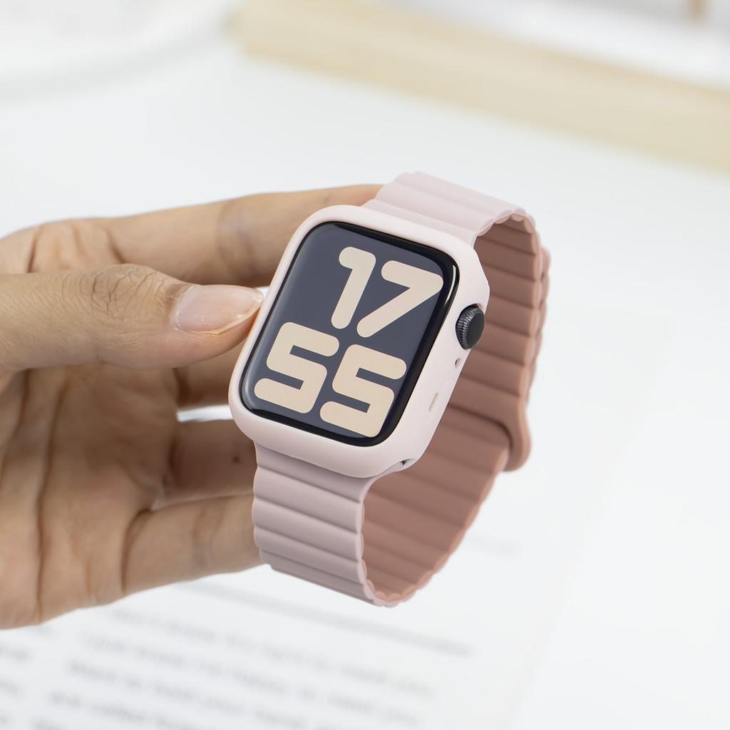 Silikonarmband + Hülle für Apple Watch Armband Ultra 2 49mm 44mm 45mm 42 40mm 38 41mm Damenarmband für iWatch 9 7 8 6 5 4 SE Armband