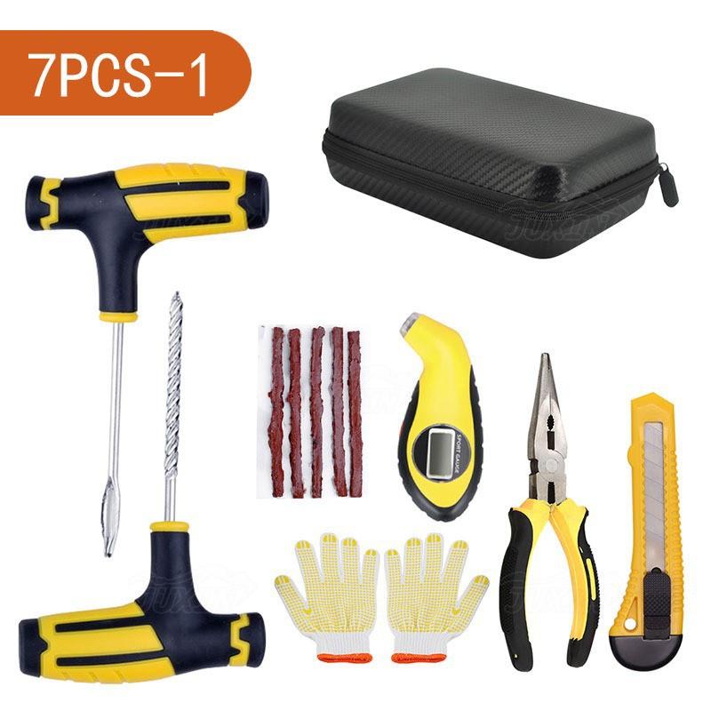 Car Vacuum Tire Repair Studding Tool Set Auto Bike Tubeless Tire Tyre Puncture Plug Garage Tool with Rubber Strip PVC