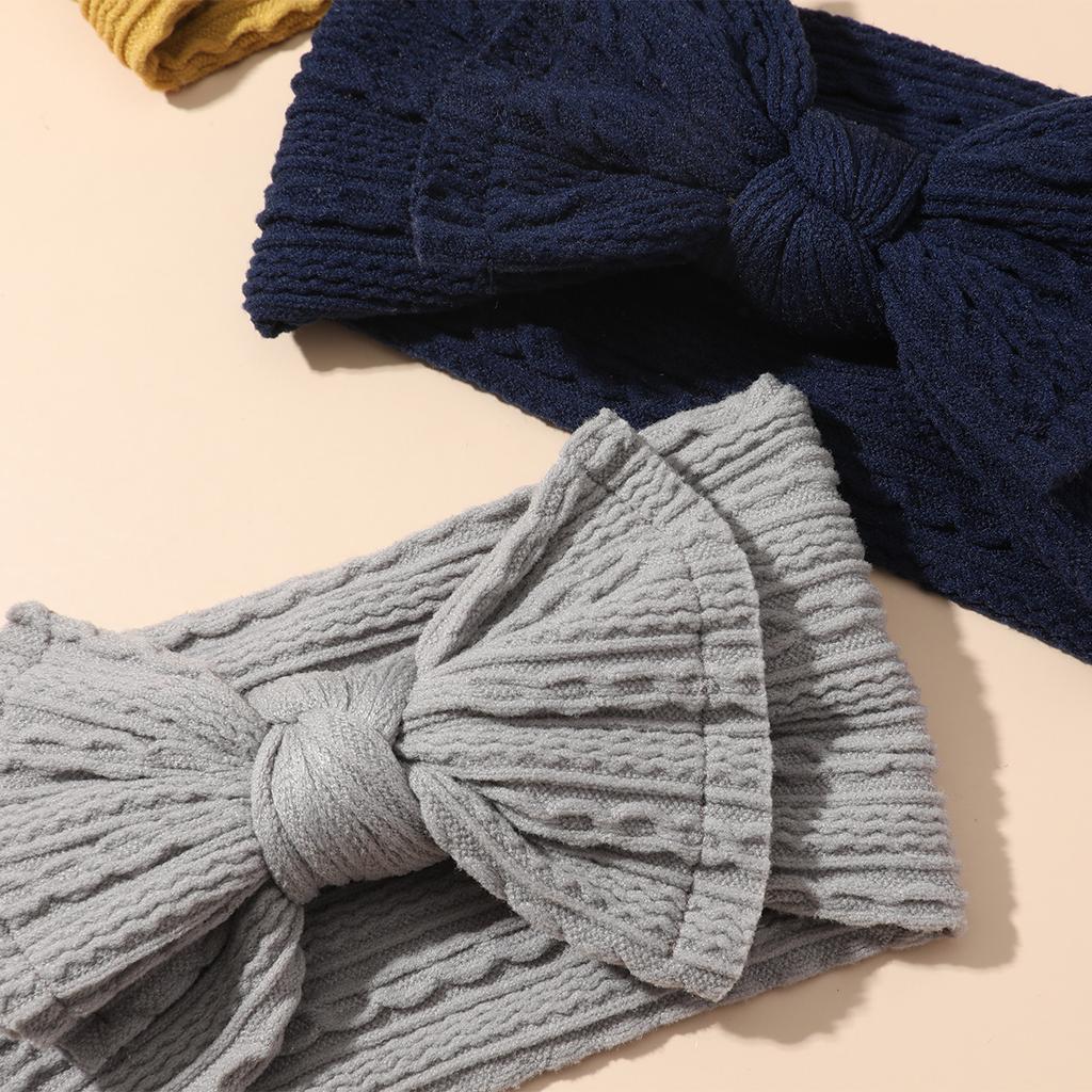 Opaska Dziecięca z Kokardą Podwójna Żakardowa Szeroka Elastyczna Węzeł na Górze Regulowana dla Dziewczynek 0-24 Miesięcy Miękka Bawełniana Opaska Niemowlęca Do Zdjęć Noworodkowych