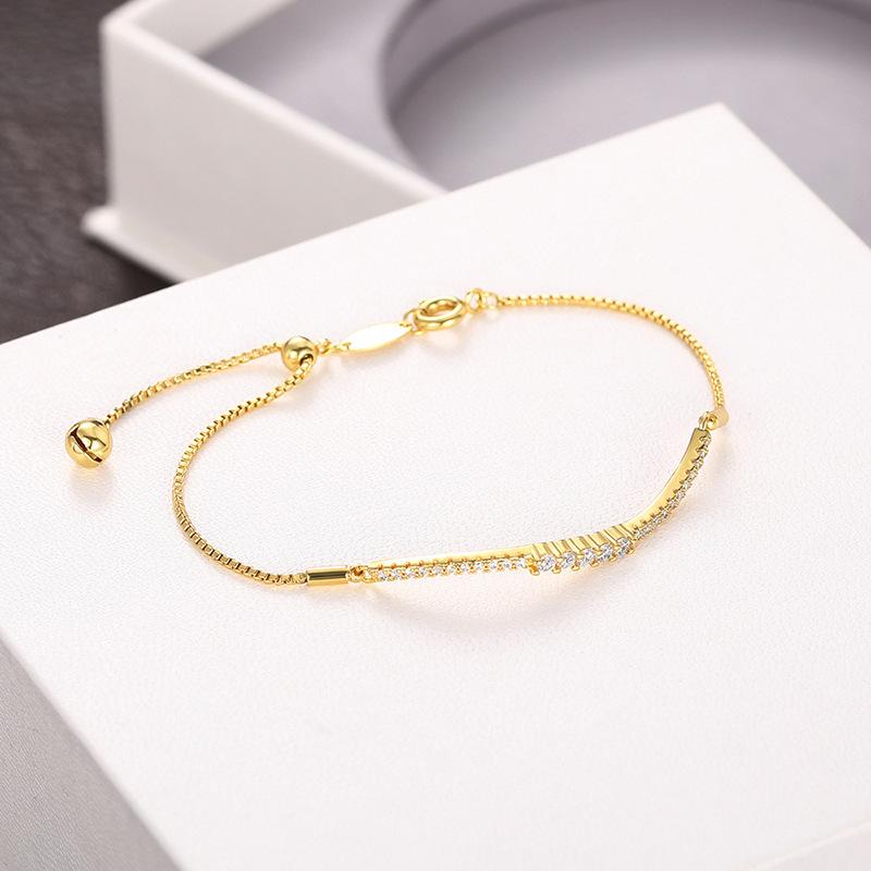Simple And Minimalist Bracelet For Women, Micro-Inlaid Zircon Jewelry, Adjustable Length Exquisite Jewelry