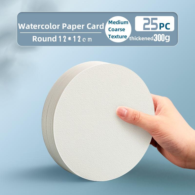Square/Round Watercolor Paper 300g 25 Sheets Professional Water Color Drawing Paper Postcard for Painting Art School Supplies