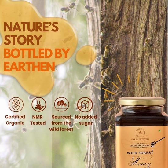 Earthen Story Zertifizierter Bio-Wildhonig 500 g | NMR-getestet & im Labor auf über 290 Pestizide getestet | Zertifiziert Bio (NPOP)
