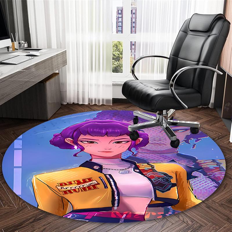 1pz KPop Demon Hunters ZOEY3 Stampa Tappeto Rotondo Sedia Tappeto Rotondo Adatto per Camera da Letto Soggiorno Tappeto Decorativo per la Casa