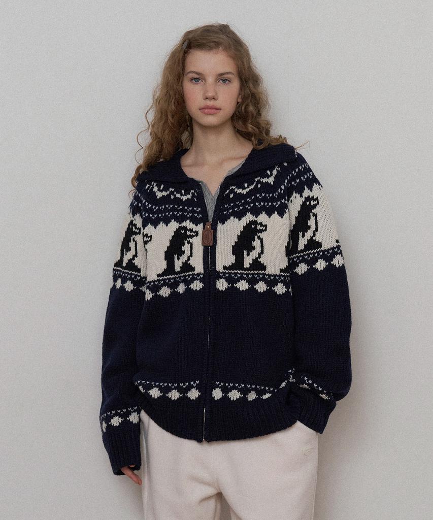 Sseomweeobeoteo Penguin Cowhichan Zip-Up - Navy