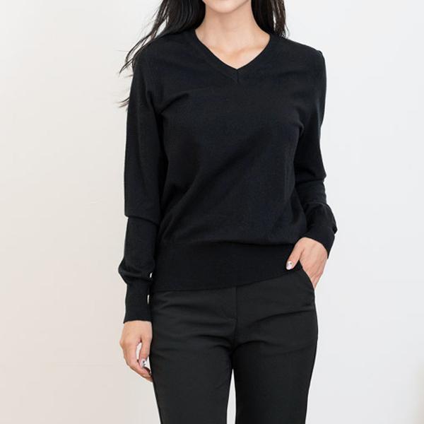 t-shirt for women V-line neck knit tshirt date look Korea fashion