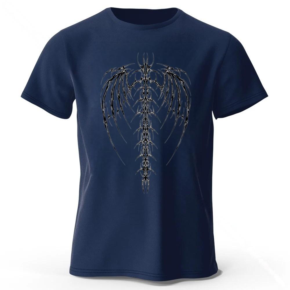 New Dark Devil Spine Print Pure Cotton Short Sleeved Menswomens Loose Soft and Comfortable Tshirt for Street Fashion Top