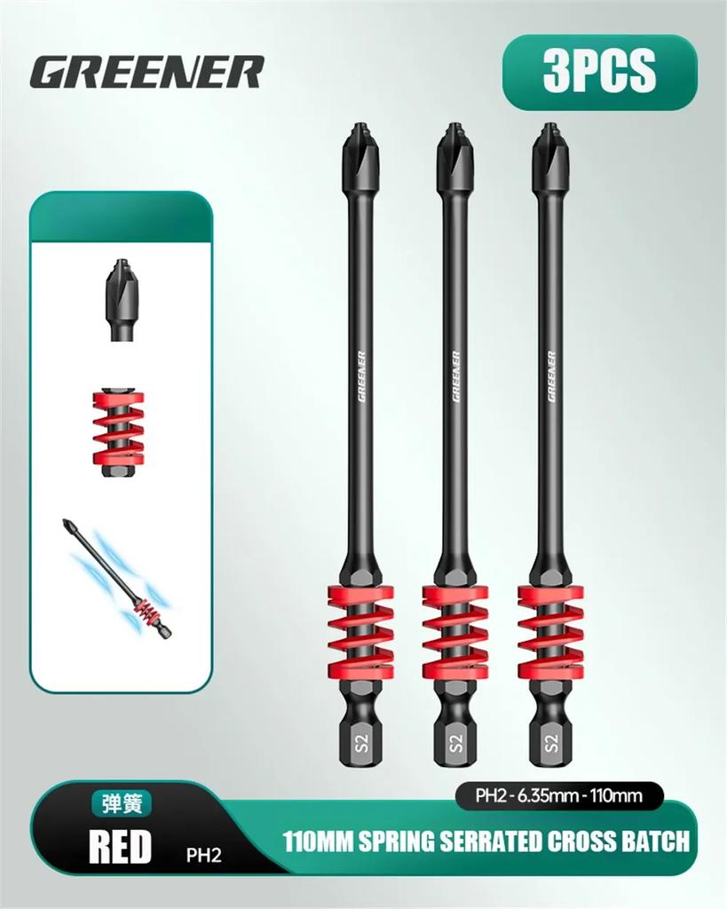 Serrated Non-slip Electric Screwdriver Spring-loaded Buffer Crosshairs Battery Screwdrivers with Rainbow Plug-in Card Tool Parts