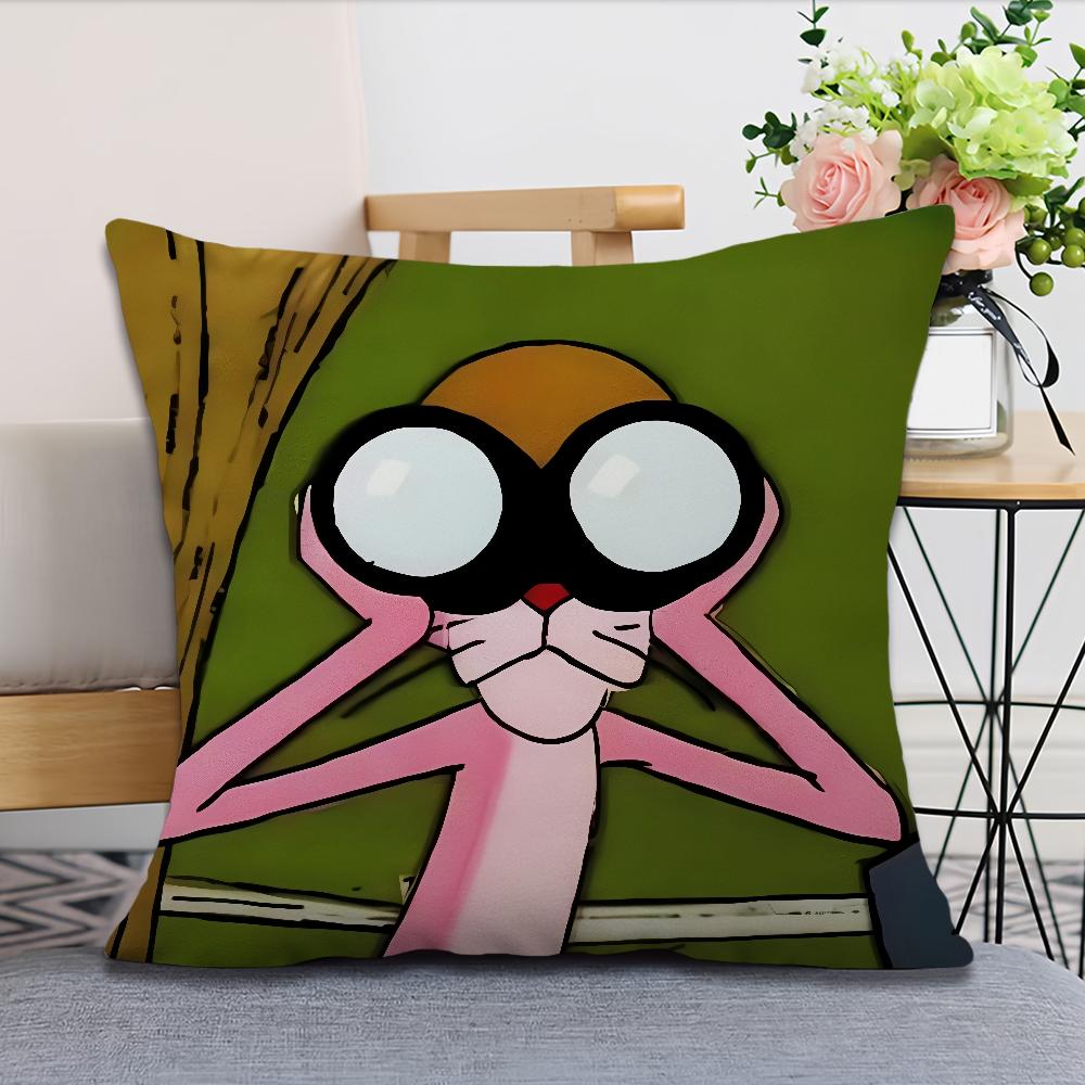 Cushion P-Pink Cover Soft Comfortable Pillow Case For Sofa Living Room Cartoon Panthers Home Office Decor Protective Covers