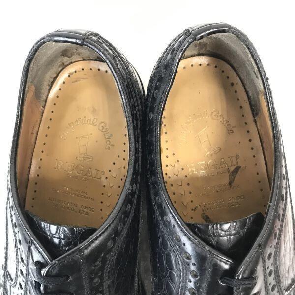 REGAL Imperial Grade Goodyear Leather Wingtip Shoes 25.0E Black Dress Shoes(USED)