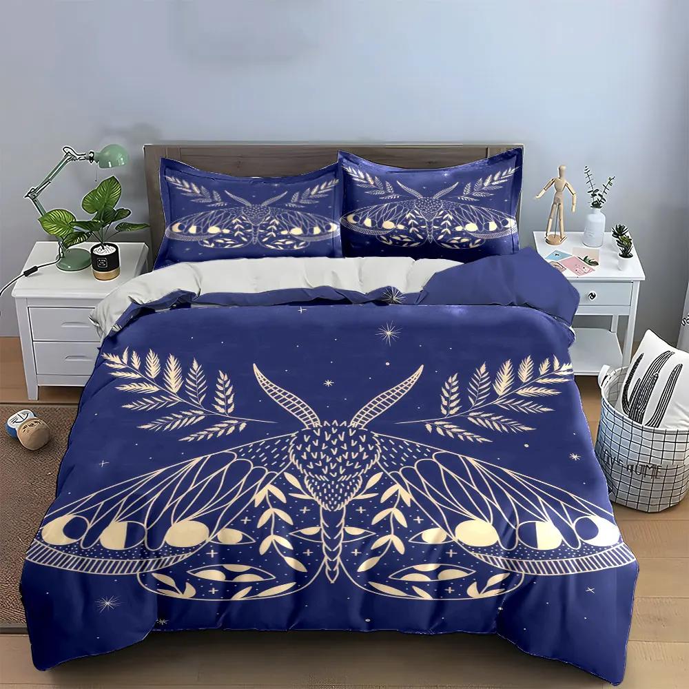Florale Motten Kunst Dekor Set Bettwäsche Set mit 1 Bettbezug 2 Kissenbezügen Einzel Doppel King Queen Geschenk