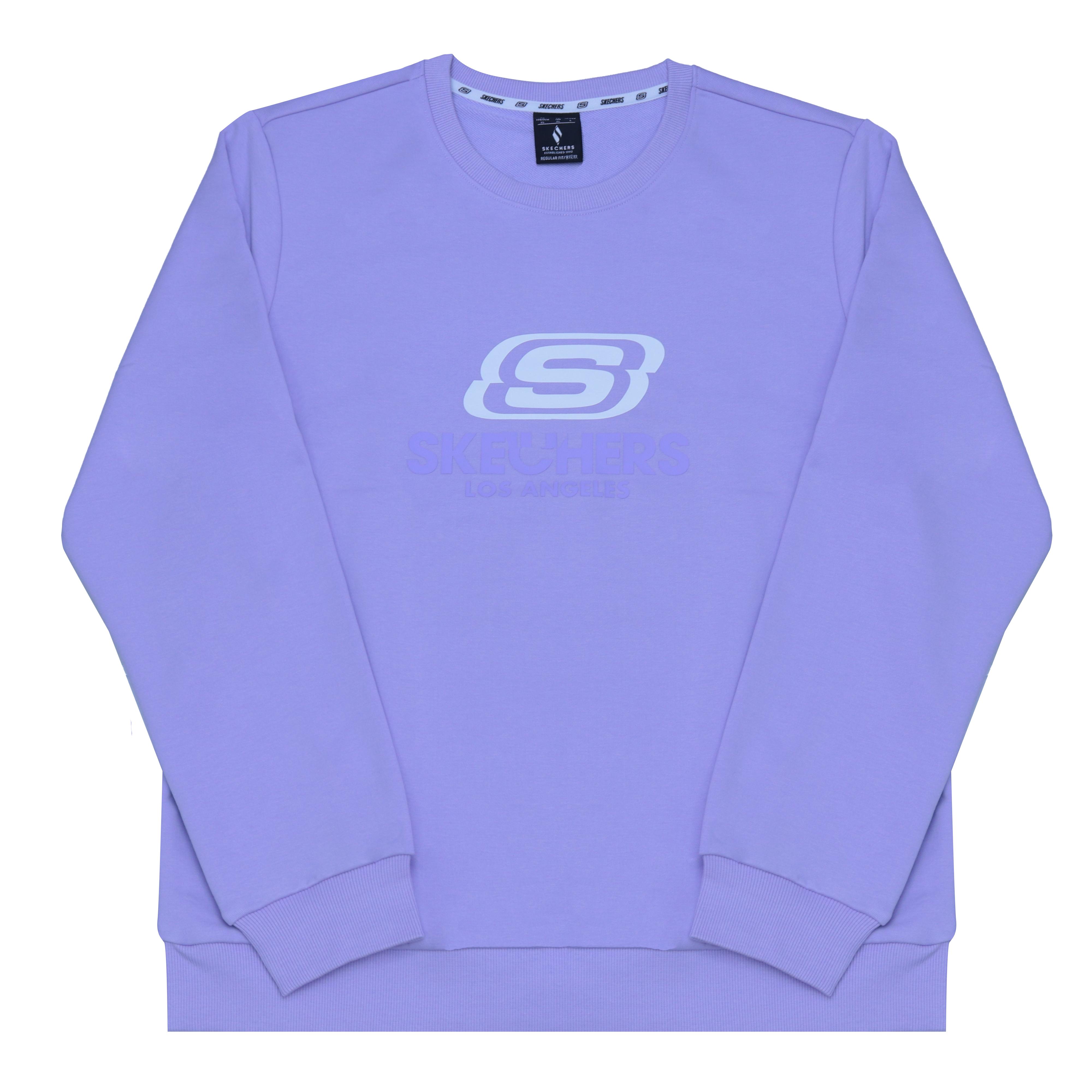 Skechers Simple Classic Logo Print Casual Fashion Comfortable Versatile Round Neck Pullover Long Sleeve Sweatshirt Women sweatshirt RF-L224W903-00EW XL