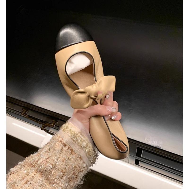 Grape Girl Yin Same Princess Nini Xiaoxiangfeng Round Head Bow Ballet Shoes Single Shoes Women's Mary Jane Shoes