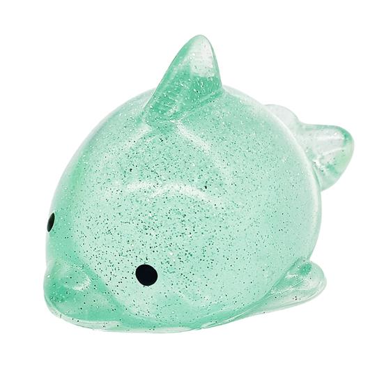 Mini Glitter Animal Squeeze Toy Whale Hedgehog Dolphin Crab Rabbit Pinch Toy Anxiety Relief светло-зеленый