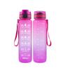 Tritan Frosted 1000ml Plastic Water Bottle with Time & Capacity Scale, Portable Handle
