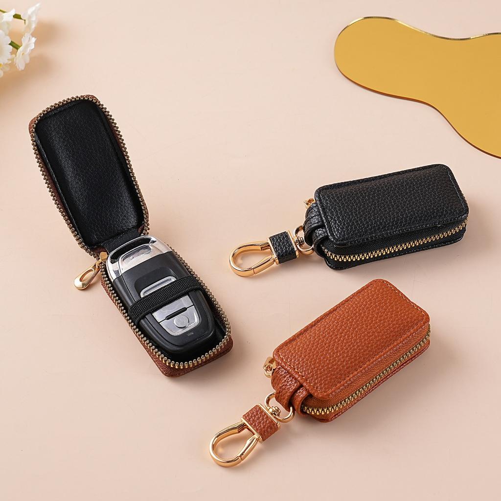 Fashion and Creative Zipper Car Key Case Women Men Compact and Mini Pu Car Key Holder Unisex Key Organizer Car Accessories