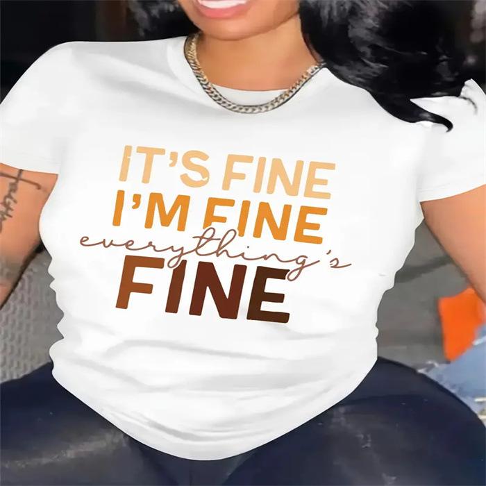 Summer Round Neck Printed Top Fashionable Casual Cute Short Sleeved Women's Pure Cotton T-shirts