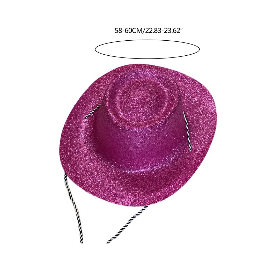 Glittering Powder Cowboy Hat for Women Men Wide Brim Role Play Cowgirl Hat Carnival Party Props Bachelorette Party Wear