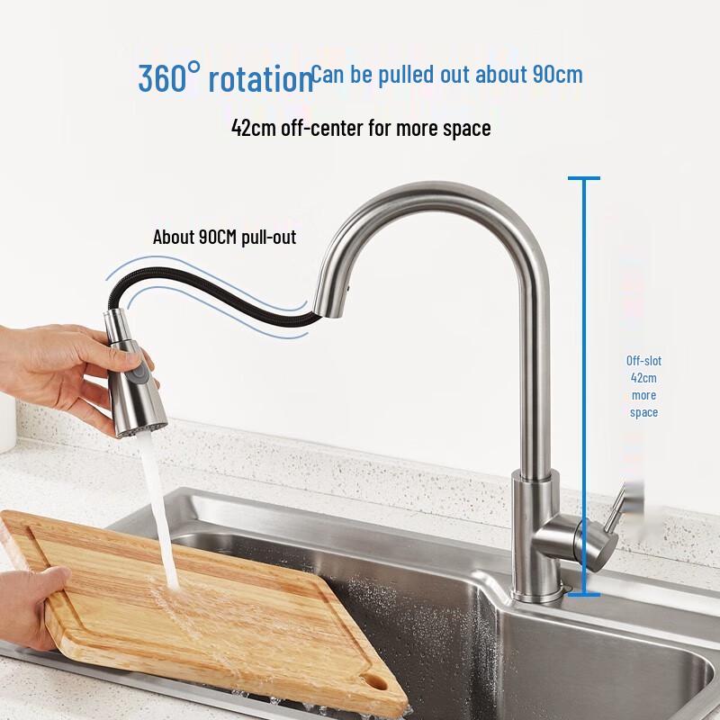 Submarine L3049 Stainless Steel Pull-Out Kitchen Faucet