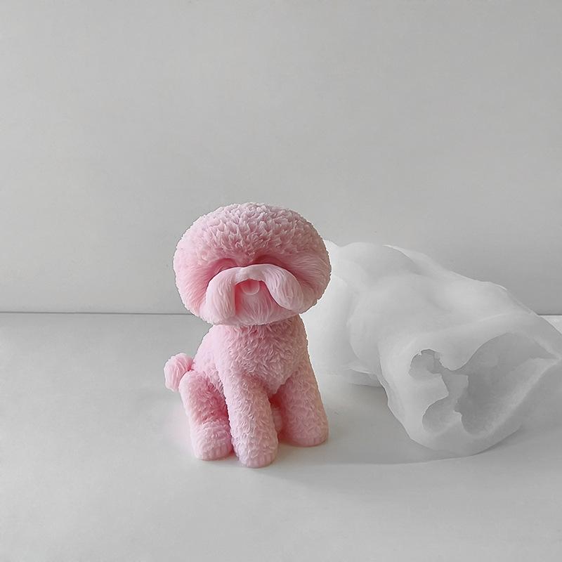 DIY Teddy Pet Dog Silicone Mold Handmade Aroma Candle Plaster Resin Puppy Ornament Molds Soy Wax Candle Making Supplies
