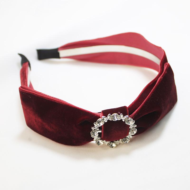 Lystrfac  New Velvet Rhinestone Bow Hairband Vintage Knot Women Headband Girls Fashion Hair Hoop Bezel Female Accessories